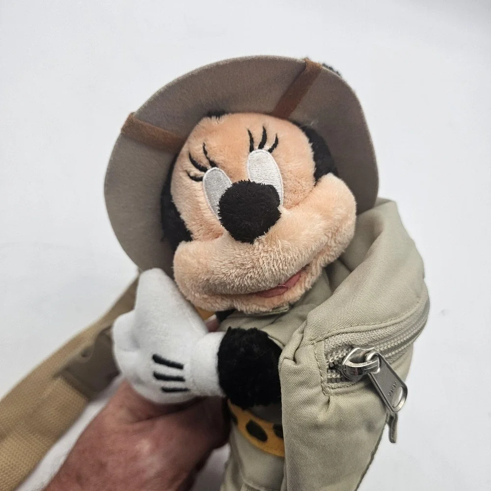 Disney Minnie Mouse Safari Waist Pack Khaki Tan Fanny Pack Belt Bag Plush Kids